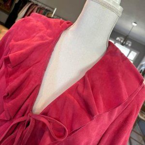 Pink Suede Ruffle Jacket -